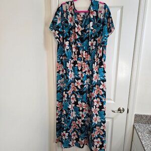 Boutique Floral Tropical Cold Shoulder Maxi Dress